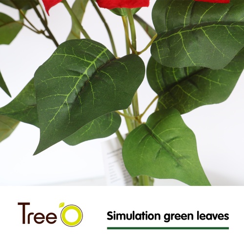 Tree O ต้นพอยน์เซตเทีย ประดิษฐ์ 5 ช่อ รุ่น MC001 ขนาด 33*40*50ซม. สีแดง