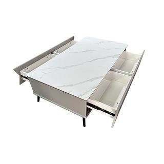 DELICATO โต๊ะกลางหน้าท็อปหินอ่อน รุ่น TARO ขนาด 130x70x42 ซม. สีเทาอ่อน