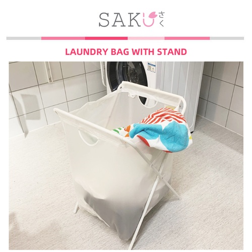 SAKU ถุงใส่ผ้าซักมีโครง รุ่น B210 ขนาด 41x43x64 ซม. สีขาว
