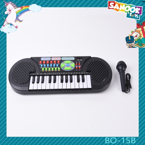 TOYS ของเล่นเปียโนคีย์บอร์ดไฟฟ้าพร้อมไมโครโฟน#BO-15B ขนาด 46x22x5 ซม.สีดำ