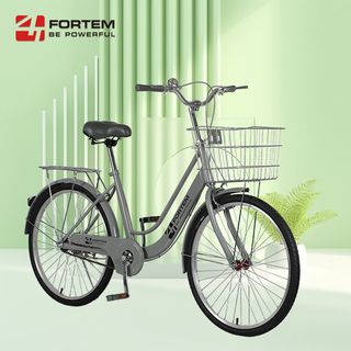 FORTEM จักรยานแม่บ้านตะกร้าเหล็ก รุ่น DAWN-06 ขนาด 24 นิ้ว สีเทา (1/2)