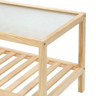 DELICATO โต๊ะกลางกระจก รุ่น WAVY ขนาด 40x80x40 ซม. สีไม้ธรรมชาติ