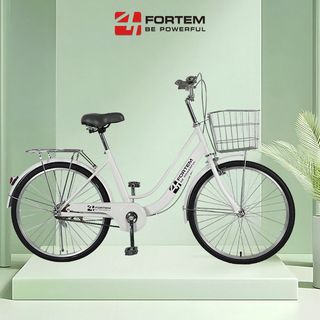 FORTEM จักรยานแม่บ้านตะกร้าเหล็ก รุ่นDAWN-05 ขนาด 24 นิ้ว สีขาว (1/2)