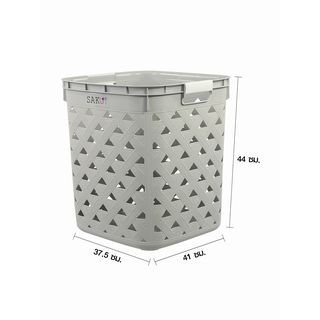 SAKU ตะกร้าลายหนัง รุ่น FT-502/A ขนาด 37.50x41x44 ซม. สีเทา