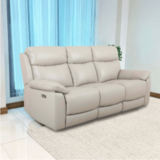 Relax studio โซฟาหนังแท้ปรับระดับไฟฟ้า 3 ที่นั่ง ขนาด 204x95-167x102 ซม. รุ่น Marina  สีน้ำตาลอมเทา