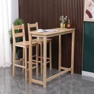 PULITO ชุดโต๊ะบาร์ 2 ที่นั่ง รุ่น CORAL โต๊ะ:110x40x100 ซม. เก้าอี้:41.5x41.5x110 ซม. สีไม้ธรรมชาติ 