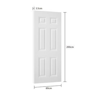 WELLINGTAN ประตูภายนอก UPVC บานทึบ 6ฟักตรง รุ่น UPVC-WE006 ขนาด 80x200ซม. สีขาว (ไม่เจาะลูกบิด)