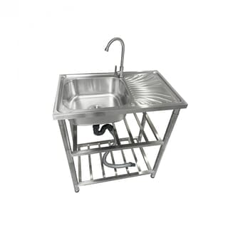 CLOSE อ่างล้างจานพร้อมขาตั้ง 1 หลุมมีที่พัก รุ่น GRACIA-75