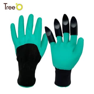 Tree O ถุงมือขุดดินทำสวน รุ่นWX-01-141 ขนาด13*25.5ชม. สีเขียว+สีดำ