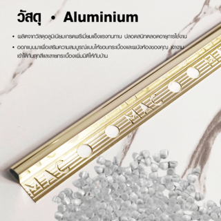 MAC คิ้วกระเบื้องอลูมิเนียม แบบโค้ง ขนาด 10 มม. ยาว 2 เมตร รุ่นDS-05-PG สีทองเงา