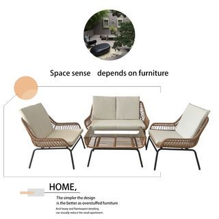 SUMMER SET ชุดโต๊ะสนาม 4 ที่นั่ง รุ่น NOEL ขนาด 67x118x75 ซม. สีเบจ 