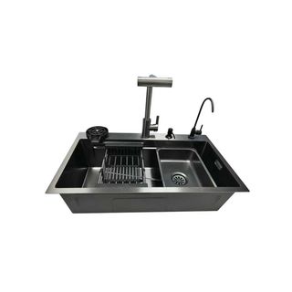 KOCH KITCHEN  อ่างล้างจานฝังบน 1 หลุมไม่มีที่พัก 304SS 80X45X22 ซม. GENTLE สีดำ