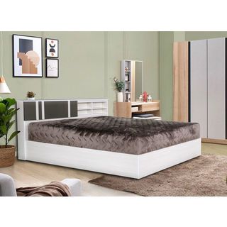 DELICATO เตียงนอน รุ่นมาลีน ขนาด6 ฟุต สีเมเปิ้ล/ผ้าเทา