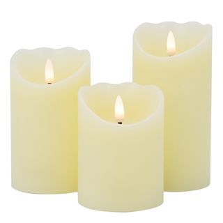 COZY เทียน LED 3ชิ้น/กล่อง รุ่น AZEL ขนาด 7.5x7.5x10ซม. / 7.5x7.5x12.5ซม./ 7.5x7.5x15ซม. สีเบจ