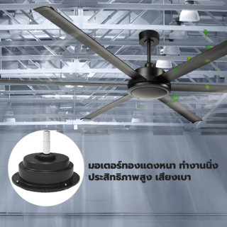INOVA พัดลมเพดานอุตสาหกรรม ขนาด 120 นิ้ว 74w รุ่น CF56-3W สีดำ
