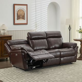  PULITO เก้าอี้พักผ่อนหนังแท้ปรับระดับไฟฟ้า 3 ที่นั่ง รุ่น Zander ขนาด 227x99.5x104 ซม. สีน้ำตาลเข้ม