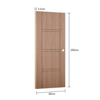 WELLINGTAN ประตูภายนอก UPVC บานทึบเซาะร่อง รุ่น UPVC-WEFU18-3 ขนาด 80x200ซม. สีเบจ (เจาะลูกบิด)