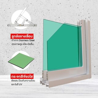 RAKANGTHONG หน้าต่างบานกระทุ้งอลูมิเนียม 80x50 cm. สีขาว