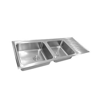 CLOSE อ่างล้างจาน 2 หลุมมีที่พัก SUS304  ขนาด 130X50X19 ซม. SPACE