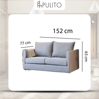 PULITO โซฟาผ้า 2 ที่นั่ง รุ่น Berry ขนาด 152x77x63ซม.สีเทา