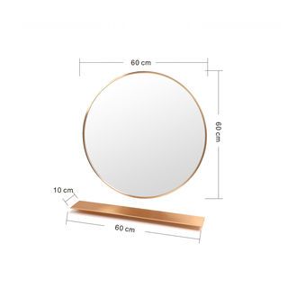 Nice ชุดกระจกอะลูมิเนียม ทรงกลม พร้อมถาด 60X60 ซม. รุ่น แองเจล่า-โกล สีทอง