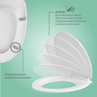 Verno ฝารองนั่งโถสุขภัณฑ์ V shape Soft close รุ่น โอลีฟ BSS0028A ลายใบไม้ สีเขียว