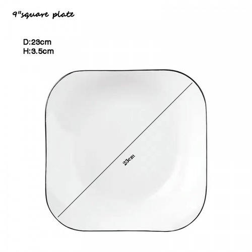 ADAMAS จานเซรามิคทรงเหลี่ยม 9 นิ้ว ANTONIO สีขาว
