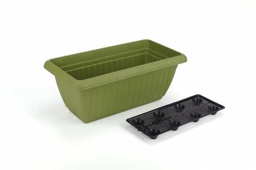 Tree‘O กระถางต้นไม้ทรงสี่เหลี่ยมผืนผ้า รุ่น6PY026-GN ขนาด20x37x15ซม.(8นิ้ว) สีเขียว