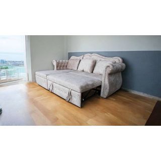 PULITO โซฟาผ้าขนสั้น รุ่น Europa ขนาด 235x160x105ซม. สีครีม