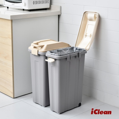 ICLEAN ถังขยะฝาปิดทรงเหลี่ยม 45 ลิตร รุ่น XHL-4248 ขนาด 24×31×61 ซม. สีเทา