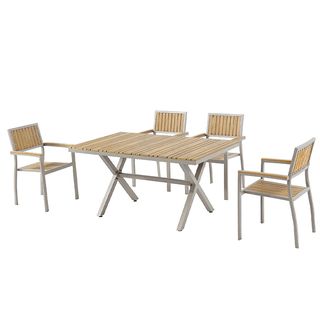 (1/2)SUMMER SETชุดโต๊ะสนาม 4 ที่นั่ง รุ่น Sander ขนาด โต๊ะ: 90x150x75 ซม. เก้าอี้ : 54.5x62.5x80ซม. สีน้ำตาล