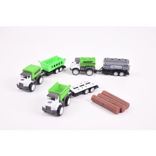 TOYS ของเล่นชุดรถพ่วงแทรคเตอร์ขนของ บรรจุ3คัน สีเขียว#99841-60(22x4.5x20.5ซม.)
 