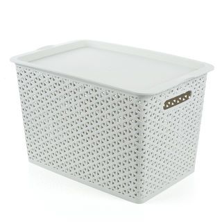 GOME ตะกร้าพลาสติกมีฝาปิด รุ่น CRUZ 2026 ขนาด 19.5×28.5×14.5ซม. สีเทา