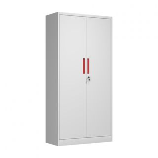 SMITH  ตู้เหล็กเก็บเอกสาร บานทึบรุ่น Artie ขนาด 40x90x185 ซม. สีเทา-แดง