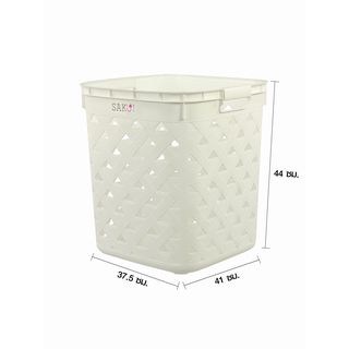 SAKU ตะกร้าลายหนัง รุ่น FT-502/A ขนาด 37.50x41x44 ซม. สีขาว