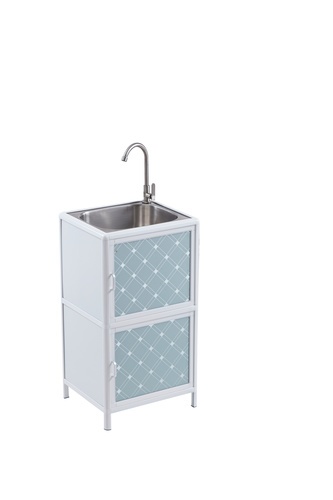 CROWN ตู้พร้อมซิงค์สเตนเลส 1 หลุมไม่มีที่พัก 40x46x84 ซม. ALANO-03 สีขาว
