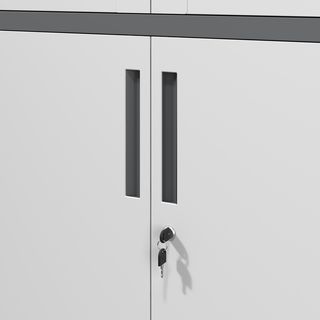 SMITH  ตู้เก็บเอกสารแบบกระจกและทึบบานเปิด  รุ่น Arlo ขนาด 40x90x185ซม.  สีขาว-เทา