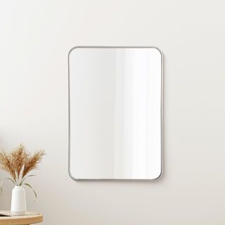 Nice ชุดกระจกอะลูมิเนียมทรงสี่เหลี่ยม 50x70 ซม. รุ่น คูปส์ 01-ซิลเวอร์ สีเงิน