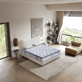 Truffle ที่นอนพ็อกเก็ตสปริงเสริมยางพารา รุ่น Petunia ขนาด 180x200x29 ซม. (6ฟุต) สีขาว-น้ำเงิน