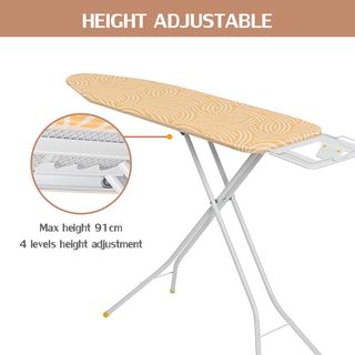 SAKU โต๊ะรีดผ้าแบบยืนรีด 4 ระดับ ธรรมดา รุ่น L1548HZ1-19 ขนาด 38x122x91ซม. สีเหลือง