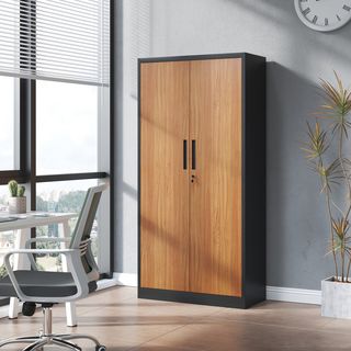 SMITH  ตู้เหล็กเก็บเอกสาร บานทึบ รุ่น Archie-01ขนาด 40x90x185 ซม. สีไม้-ดำ