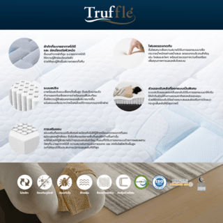 Truffle ที่นอนพ็อกเก็ตสปริง รุ่น Angelina ขนาด 180x200x21 ซม. (6ฟุต) สีขาว-น้ำเงิน