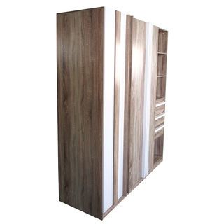 DELICATO ตู้เสื้อผ้า 3 บานเปิด รุ่น อปาเช่ ขนาด 160x60x200 ซม. สีทูโทนน้ำตาล/ขาว