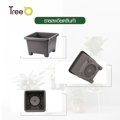 Tree’ O กระถางต้นไม้ รุ่น PY-2008GY ขนาด 27.6 x 27.6 x 19 ซม. (12นิ้ว) สีเทา