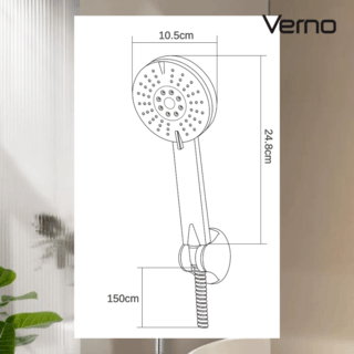 Verno ชุดฝักบัวสายอ่อน 3 ระบบ รุ่น LD-509 ขนาด 10.5x24.8x1.5ซม. สีเงิน