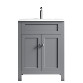 Verno เคาน์เตอร์อ่างล้างหน้าแบบตั้งพื้น Solid Wood ขนาด 61x46.5x89 CM รุ่น คาร่า TG5-60 สีเทา