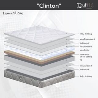 TRUFFLE  ที่นอนยางพาราอัด Non Spring  รุ่น Clinton หนา9นิ้ว ขนาด 6 ฟุต รับประกัน 8 ปี