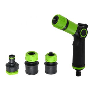Tree O Plus ปืนฉีดน้ำแบบควบคุมด้วยนิ้วหัวแม่มือปรับ2รูปแบบ พร้อมชุดข้อต่อสวมเร็วครบเช็ต รุ่นGLB-623116-0 สีเขียวดำ