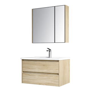 Verno ชุดเคาน์เตอร์อ่างล้างหน้าplywood พร้อมตู้กระจก 80x47x51.5 cm. รุ่น เมร่อน TG1-80 สีไม้ (½)