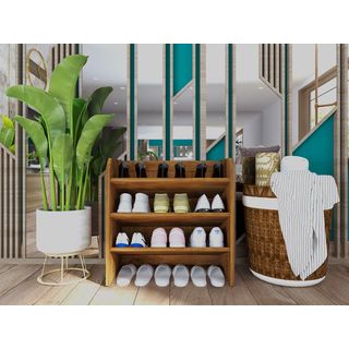 DELICATO ชั้นวางรองเท้า 3 ชั้น รุ่นFG-L-501-02 ขนาด 50x29x50ซม.สีดาร์คบราวน์